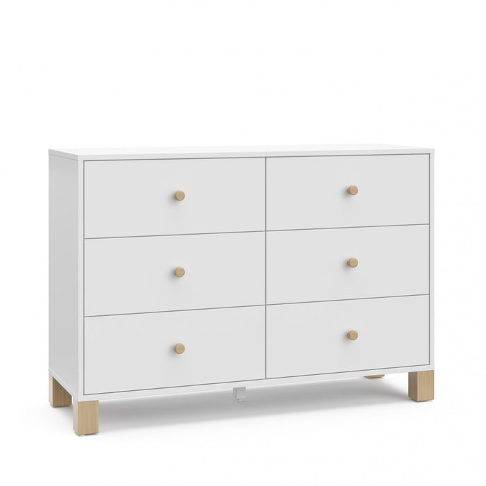 Storkcraft California 6 Commode a tiroirs - Blanc avec bois clair