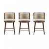 Tabouret de comptoir moderne en bois et tissu Evalyn, naturel - Lot de 3