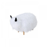  Pouf Repose-pieds Julius En Bois Tapisse Avec Pieds En Forme De Yak - Blanc