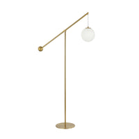 Lampe à pied Holly de Dainolite de 66 po de hauteur en verre blanc opale, avec fini laiton vieilli et 1 ampoule