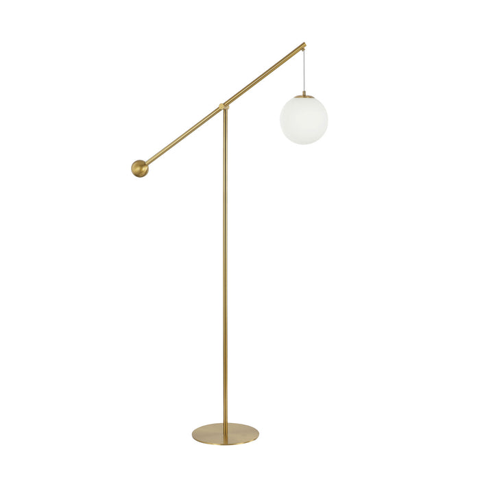 Lampe à pied Holly de Dainolite de 66 po de hauteur en verre blanc opale, avec fini laiton vieilli et 1 ampoule