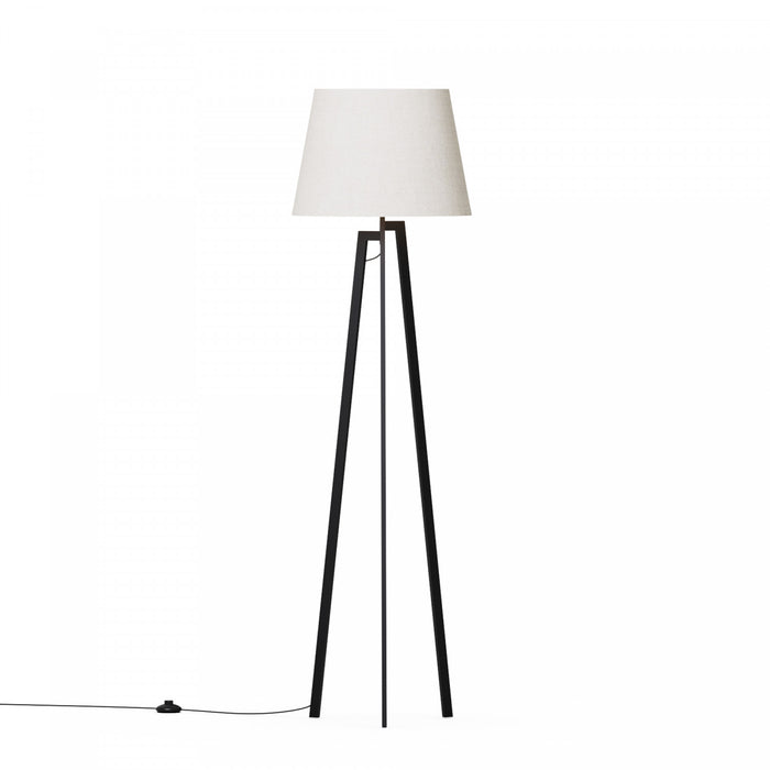 Lampe à pied architecturale noire de 64 po à trépied avec abat-jour texturé