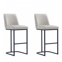  Tabouret de bar moderne en metal et tissu Serena, gris clair - Lot de 2