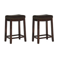 Tabouret Claridge de hauteur comptoir en similicuir brun et sans dossier - ensemble de 2