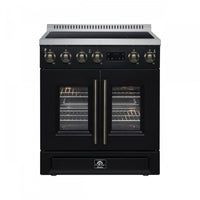 Cuisiniere a induction Torino de 30 po, noire, avec portes francaises, 4,32 pi³ – FFSIN0950-30BLK