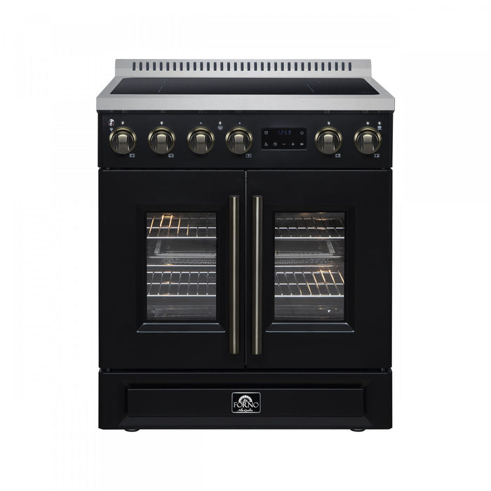 Cuisiniere a induction Torino de 30 po, noire, avec portes francaises, 4,32 pi³ – FFSIN0950-30BLK