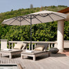 Parasol de patio jumeau double face Costway de 15 pieds, ombrage exterieur, manivelle et base de marche beige
