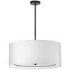 Luminaire suspendu moyen Porscha de Dainolite avec abat-jour blanc, fini noir mat et 4 ampoules