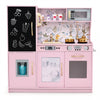 Costway Kid's Pretend Play Kitchen Toddler Kitchen Playset Avec Blackboard Rose Clair