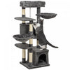 Pawhut Arbre A Chat De 52.5\", Tour Pour Chats D'interieur Avec Griffoirs, Condos Pour Chats, Lit, Plates-formes, Hamacs, Centre D'activites Pour Chat, Gris Fonce