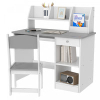 Qaba Ensemble Bureau Et Chaise Pour Enfants De 5 A 8 Ans Avec Rangement, Table D'etude Et Chaise Pou
