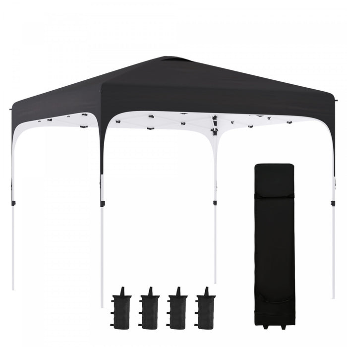 Outsunny 9.8' X 9.8' Pop Up Gazebo, Tente Pliable Avec Sac De Transport Et Roues 4 Sacs De Poids Pour Les Jambes Et 3 Niveaux De Hauteur Ajustable Pour L'exterieur Le Jardin La Fete Et Le Patio Noir