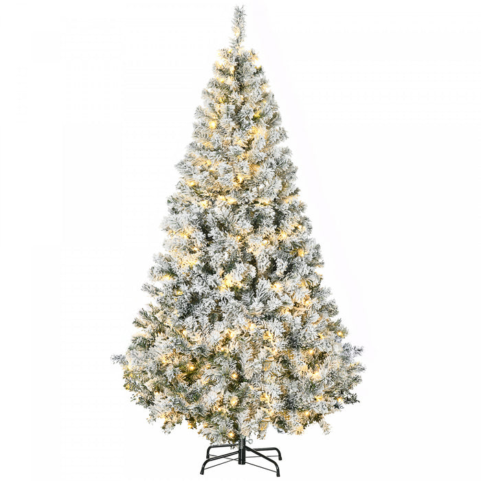HOMCOM Arbre de Noel artificiel floque de neige de 6 pieds avec lumieres