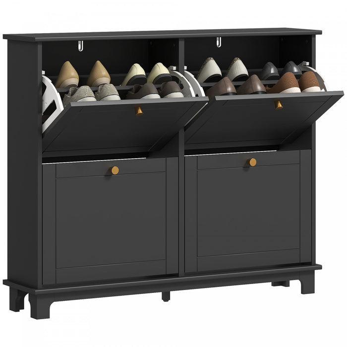 HOMCOM Armoire a chaussures avec 4 tiroirs rabattables 5 pieds, Noir