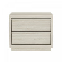 Table de nuit contemporaine Navis 66 cm en chene blanchi (2 tiroirs)