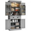 HOMCOM Armoire de cuisine avec etageres a epices et lumieres LED, gris