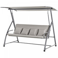 Outsunny Chaise Pivotante De Patio Convertible De Jardin Pour 3 Personnes Hamac Lit De Salon Exterie