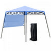 Outsunny 7 'x 7' Tente De Jardin Pliable Avec Sac A Dos Et Pieds Reglables Auvent De Fete En Plein Air, Bleu Et Noir