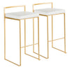 Tabouret bar contemporain Fuji en similicuir blanc - ensemble de 2
