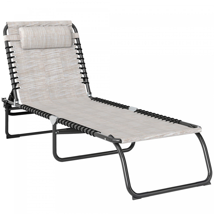Chaise Longue Pliante D'exterieur Outsunny, Creme