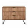 Commode moderne Dumbo 35\" a cannelures en brun dore (3 tiroirs)