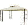 Outsunny 10x13pi Acier Gazebo Abri Soleil Patio Exterieur Fete Evenement Auvent Ventile Toit Blanc Creme
