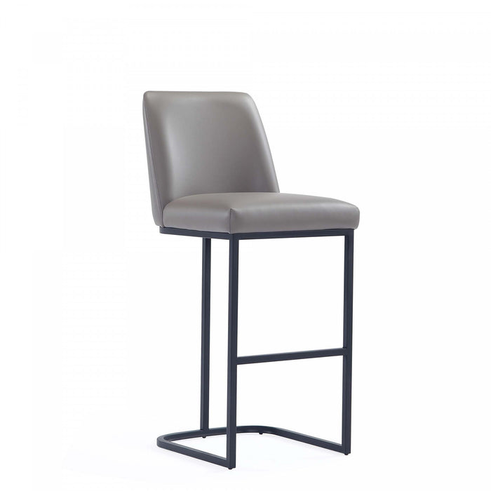 Tabouret de bar moderne en metal et tissu Serena, coloris taupe