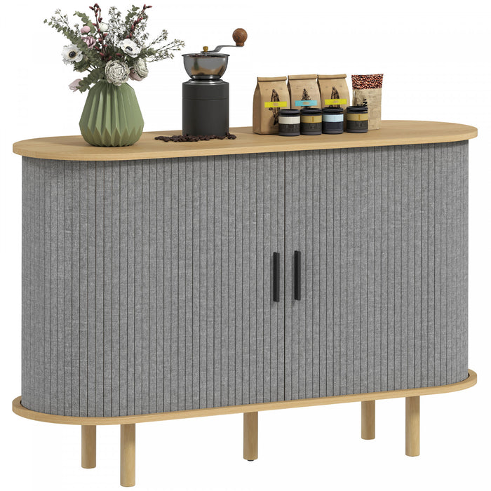 HOMCOM Buffet moderne 47\" avec portes coulissantes a tambour, gris