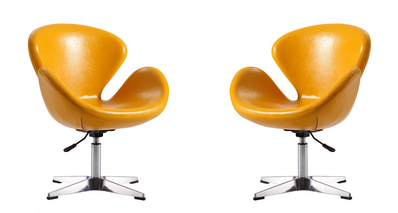 Fauteuil lounge pivotant moderne Raspberry en tissu jaune - Lot de 2