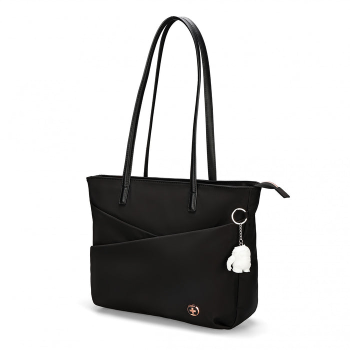 Sac a main Swissdigital KATY Rose – 16\" ordinateur portable, chargement USB, lumiere LED, protection RFID, resistant a l'eau, multi-poches