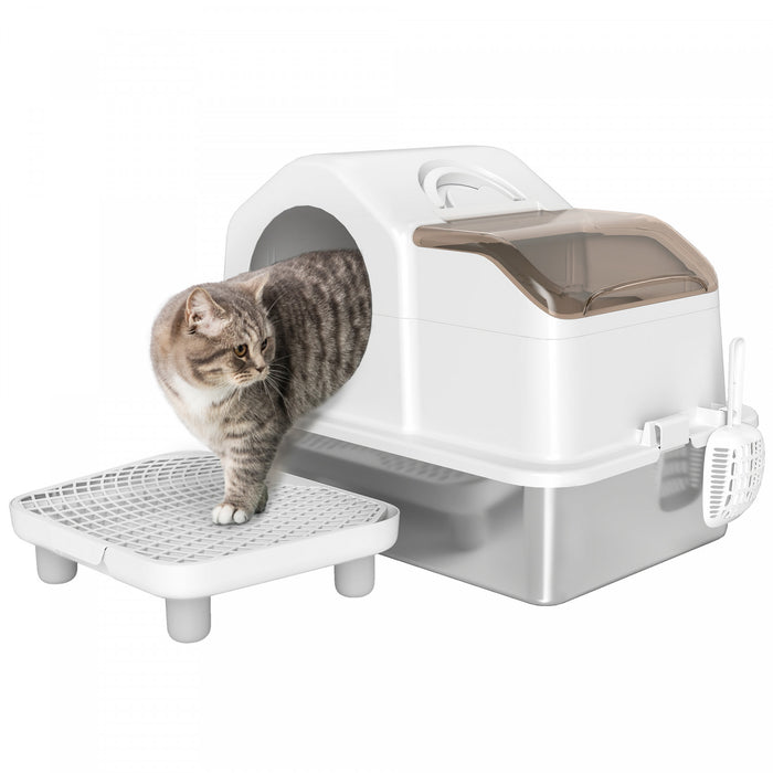 Extra Large Stainless Steel Cat Litter Box W/ High Sided
