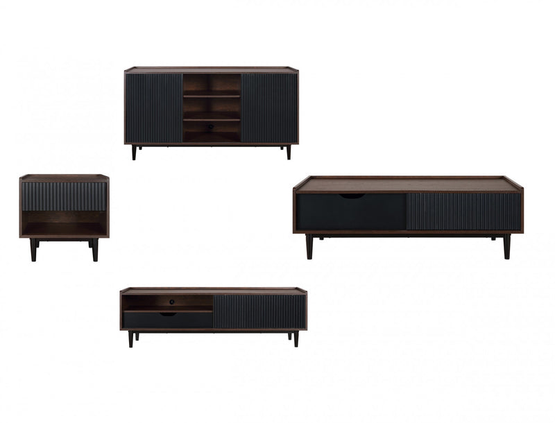 Ensemble de salon Duane style milieu du siecle moderne 4 pieces en noir