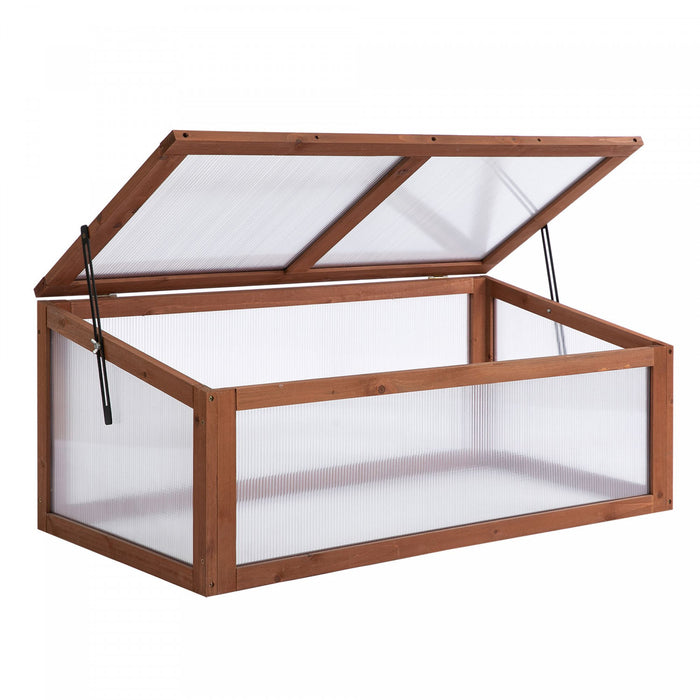 Outsunny Jardiniere En Polycarbonate En Bois 39\" X 26\" X 16\", Marron