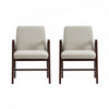 Fauteuil moderne Stella en velours avec accoudoirs en bois, coloris champagne - Lot de 2