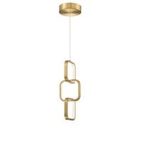 Luminaire suspendu Patsy de Dainolite en silicone blanc qui diffuse la lumière, avec fini laiton vieilli et ampoule à DEL de 20 W