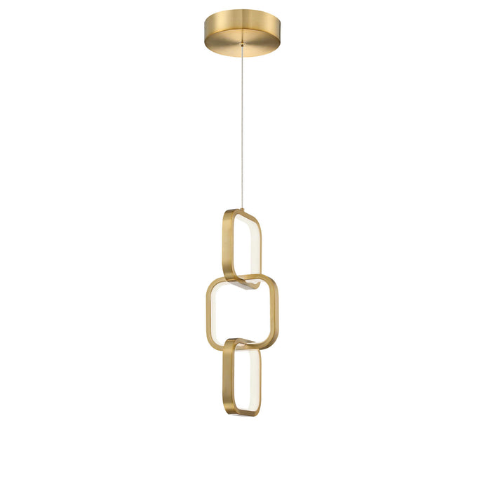 Luminaire suspendu Patsy de Dainolite en silicone blanc qui diffuse la lumière, avec fini laiton vieilli et ampoule à DEL de 20 W