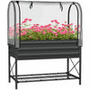 Outsunny Bac de Jardin Sureleve Metallique avec Housse, Noir