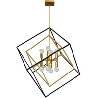 Luminaire suspendu Kappa de Dainolite avec fini bronze rétro et noir mat, et 8 ampoules