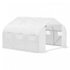 Outsunny 15'x10'x7' Tunnel De Passage Pour Charges Lourdes, Serre Jardinage Abri De Plantation , Maison Verte Chaleureuse, Blanc