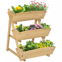 Outsunny Lit De Jardin Sureleve A 3 Niveaux, Kit De Jardiniere Surelevee En Bois Vertical, Support P