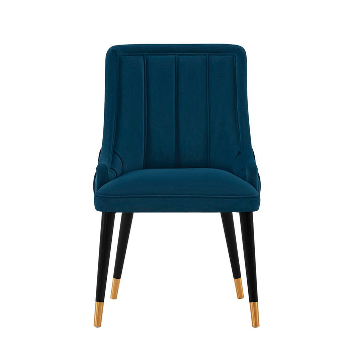 Chaise de salle à manger moderne Eda de Manhattan Comfort en velours - bleu minuit