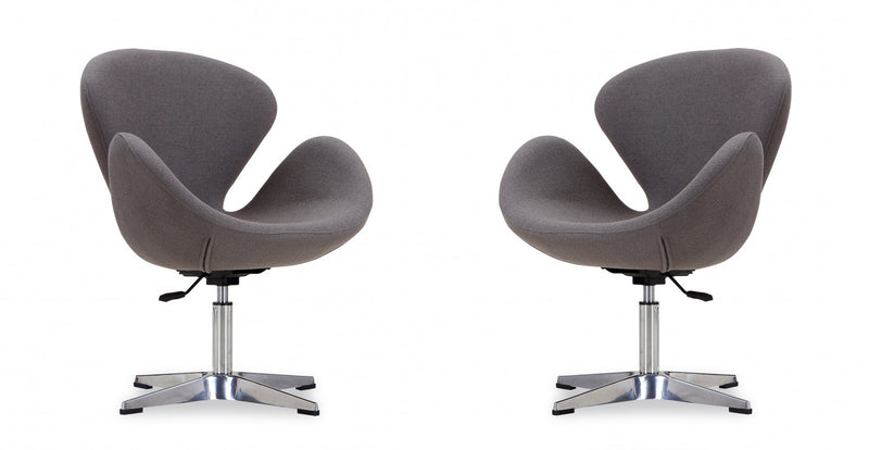 Fauteuil lounge pivotant moderne Raspberry en tissu gris - Lot de 2