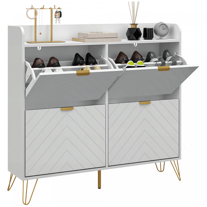 HOMCOM Armoire de rangement pour chaussures avec 4 tiroirs rabattables