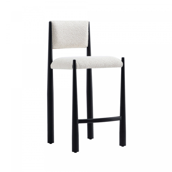 Tabouret de comptoir en metal boucle creme style mid-century modern Lennor