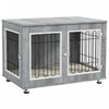 Pawhut Table D'appoint Cage Pour Animal Domestique Avec Coussin Doux, Cage A Double Porte Pour Chiens De Taille Moyenne Et Grande, Niche En Fil De Bois Pour Usage Interieur, Gris
