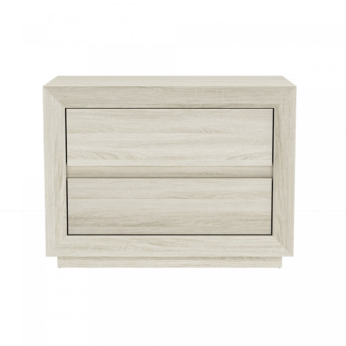 Table de nuit contemporaine Soren 32\" en chene blanchi (2 tiroirs)