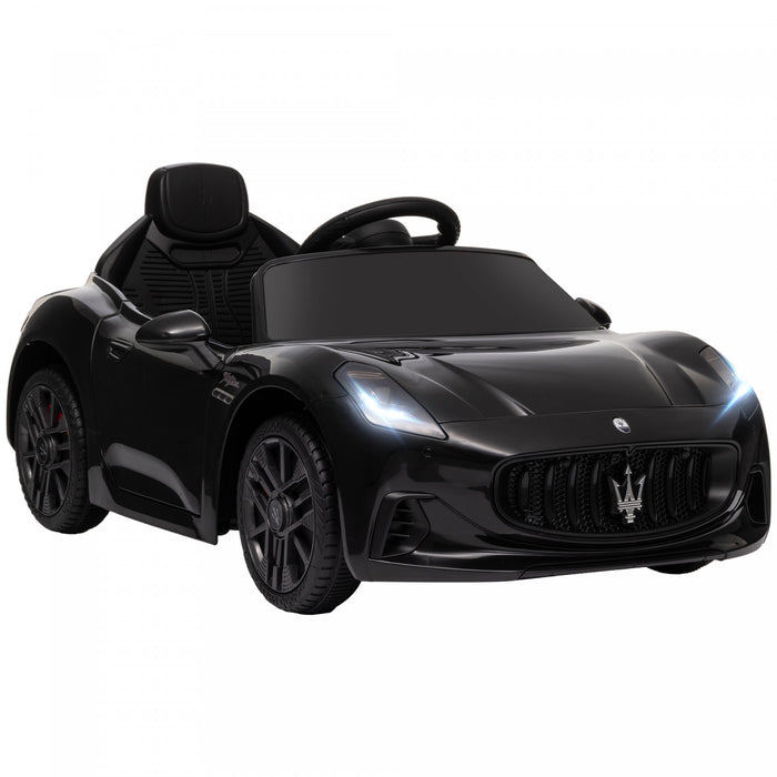 Qaba Voiture Electrique 12v Pour Enfant, Maserati Gran Turismo Sous Licence, Voiture Pour Enfants Alimentee Par Batterie Avec Telecommande, Lumieres Led, Musique, Klaxon, Mp3, Noir