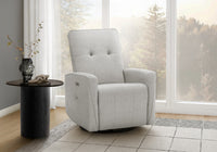 Petit Fauteuil Inclinable Rembourre, Port Usb Inclus, Tissu Gris Clair, Contemporain