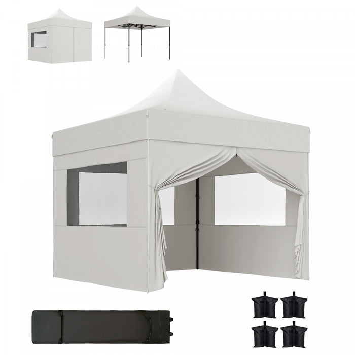 Outsunny Tente A Auvent Escamotable 10' X 10' Avec Sac A Roulettes, Upf50+