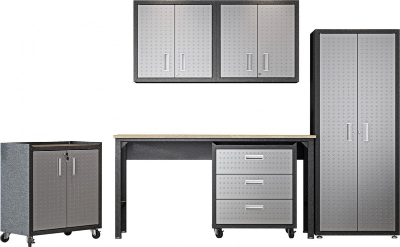 Ensemble de garage moderne Fortress 6 pieces en gris fonce
